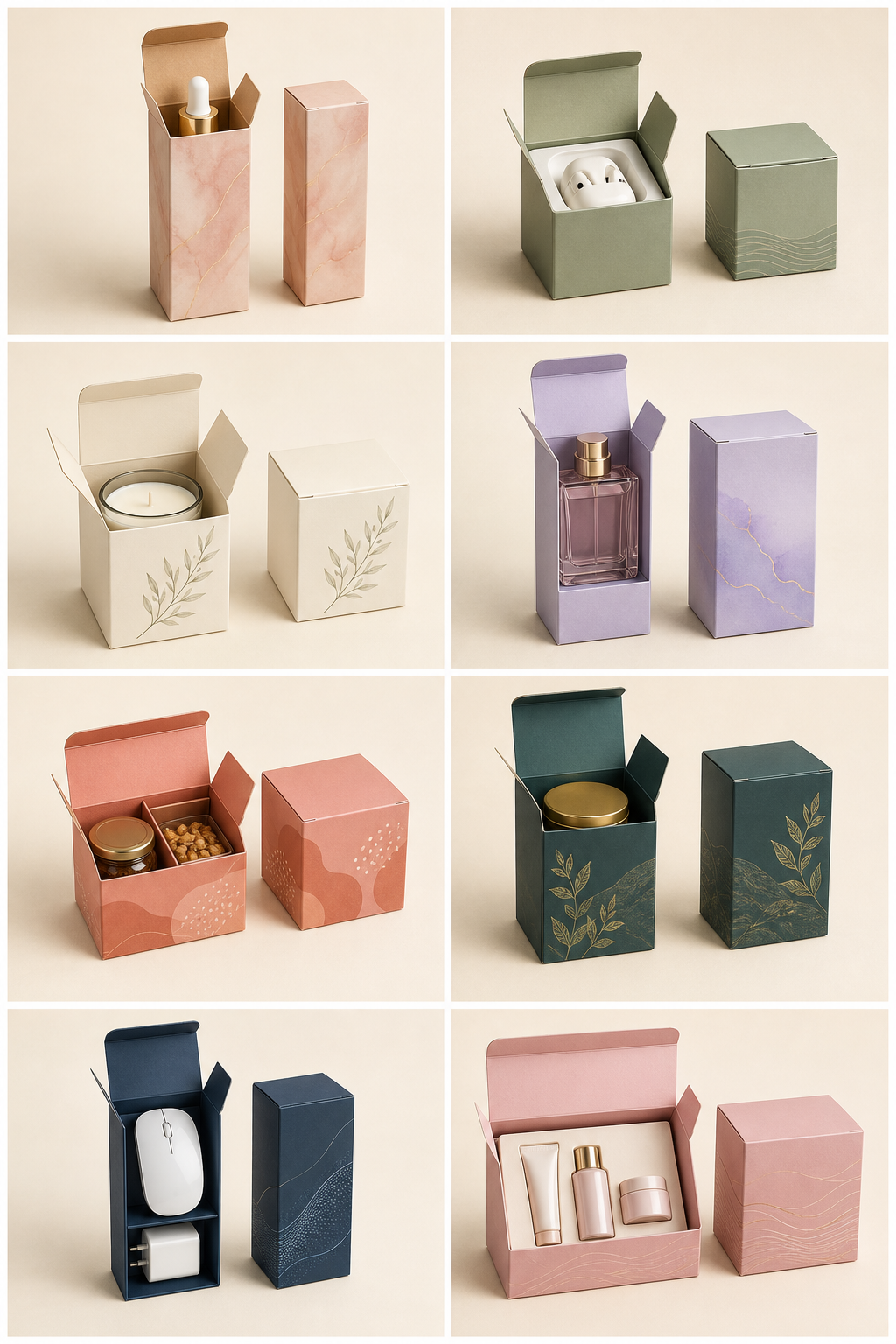 Small printed micro-corrugated folding printed retail boxes for retail products