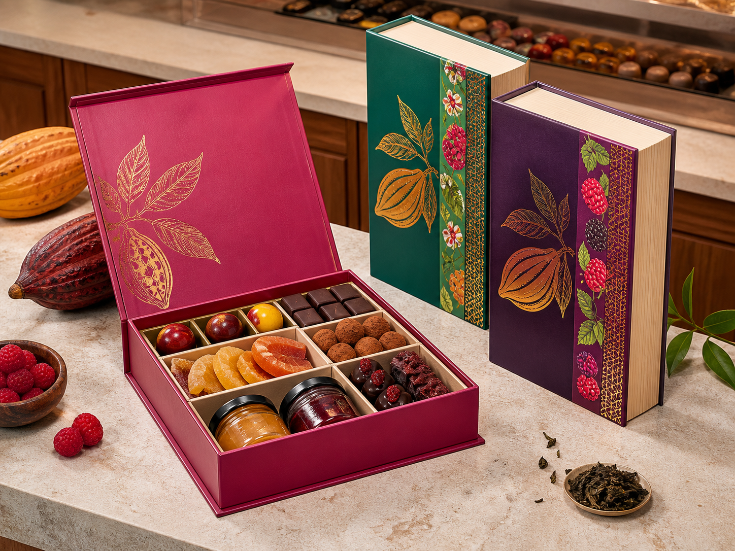 Book shape rigid chocolate and gourmet food gift box
