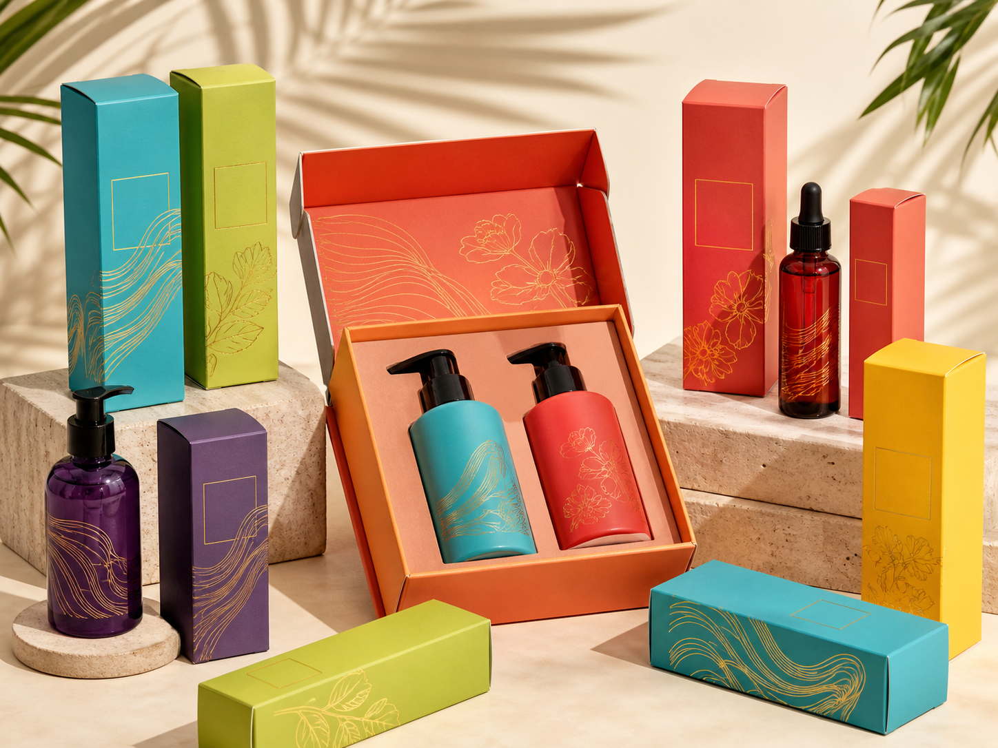 Custom haircare cartons and gift box for shampoo conditioner and scalp serum