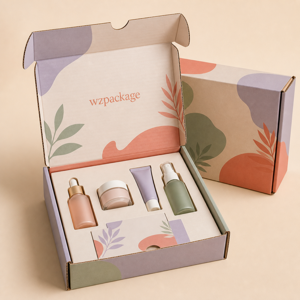 Custom printed PR influencer mailer box with fitted sample kit insert
