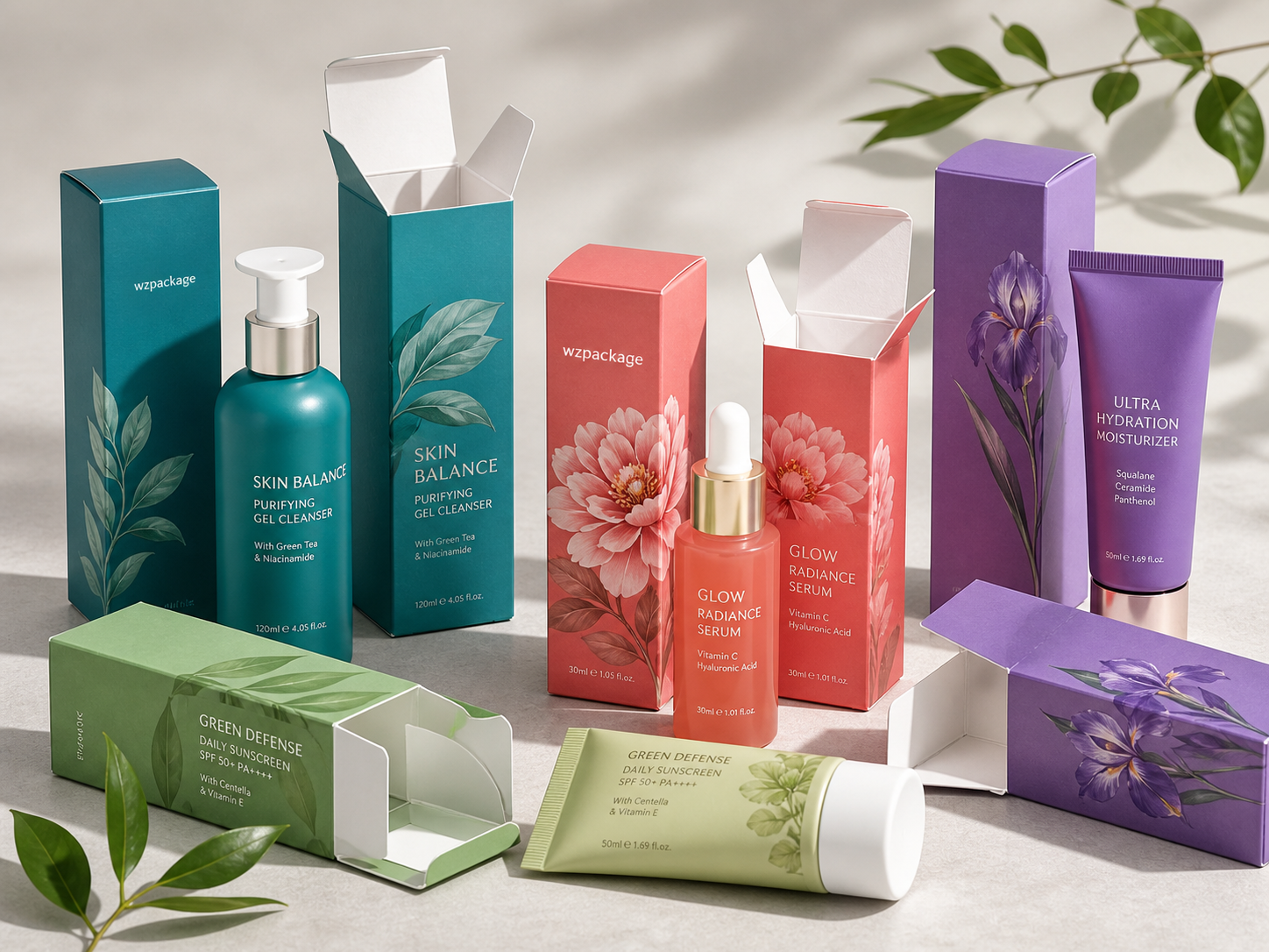 Custom folding paper cartons for skincare and cosmetic products