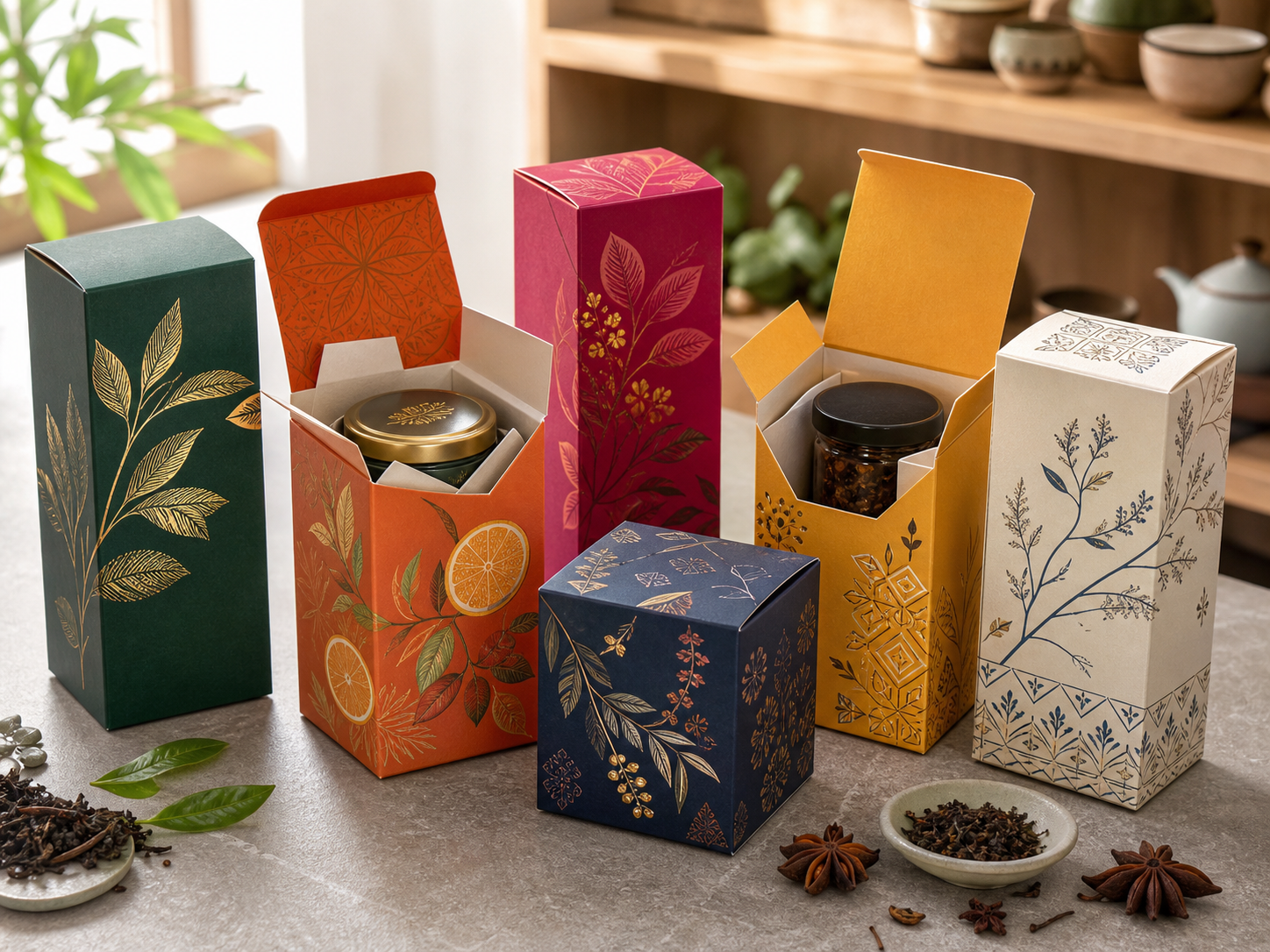 Micro corrugated printed carton for tea tin and gourmet product