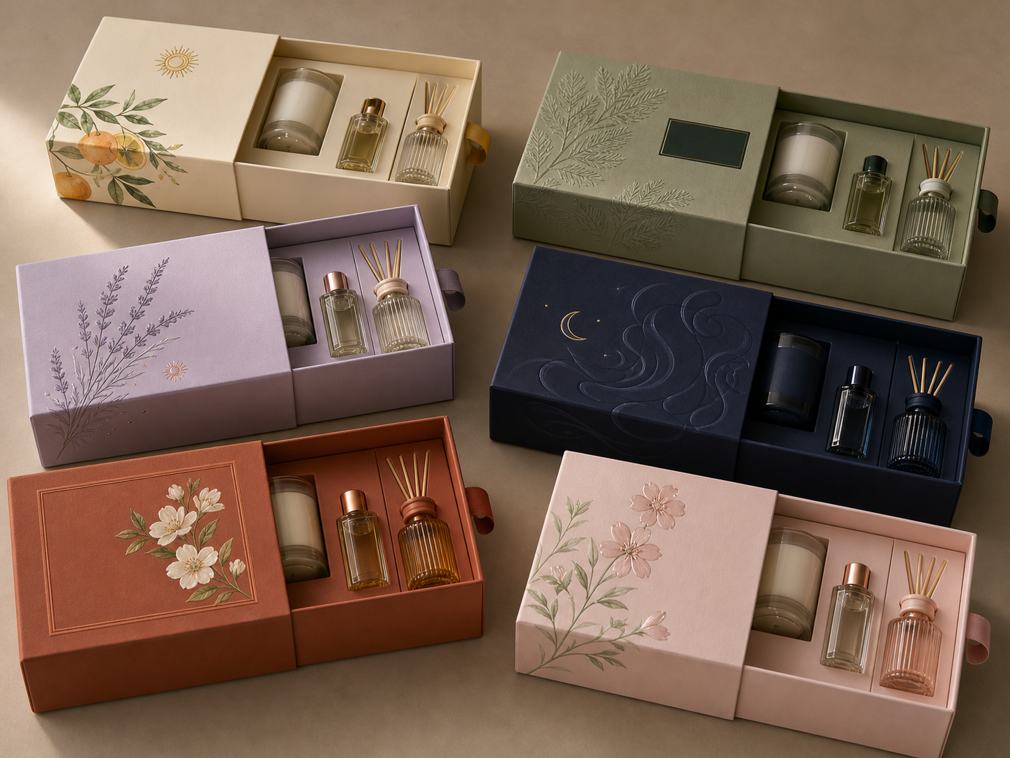 Custom drawer gift box for candle and home fragrance diffuser