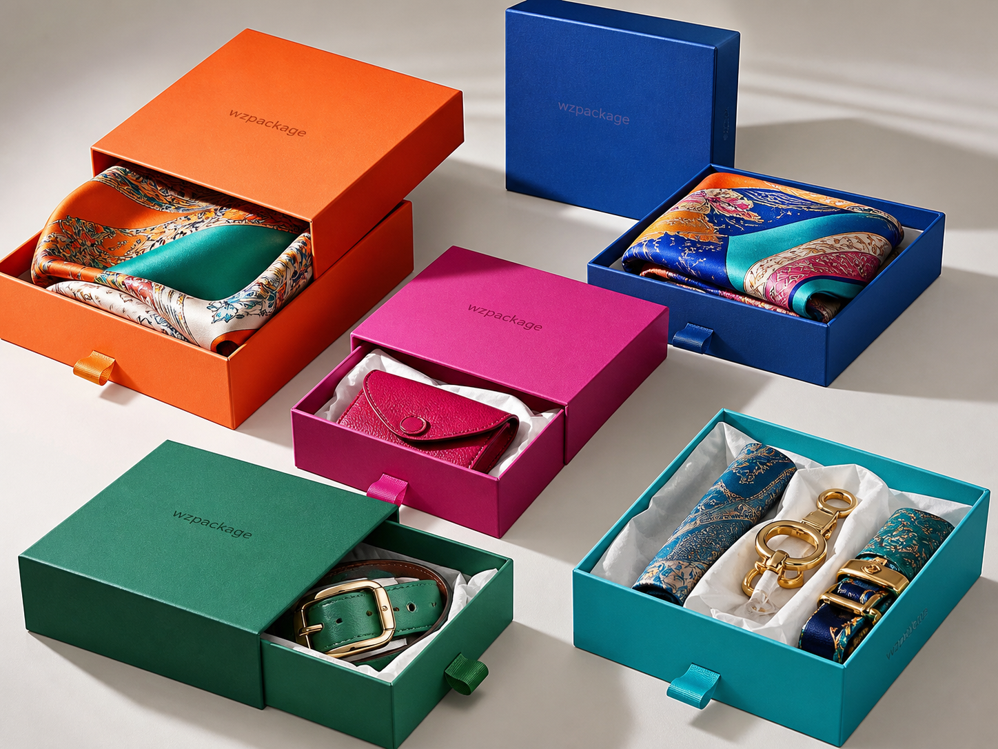Rigid apparel gift box for folded scarf and fashion accessories