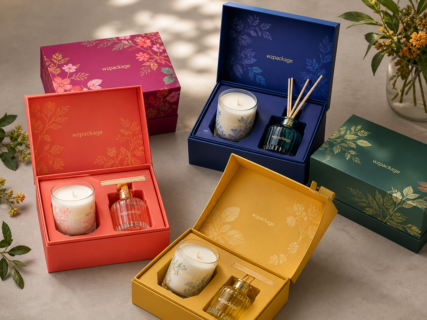 Lid and base paper gift box for candle and home fragrance products