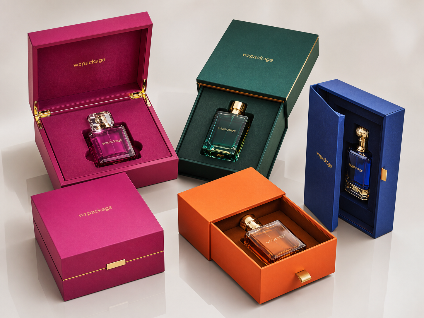 Rigid paper presentation box with fitted perfume bottle insert