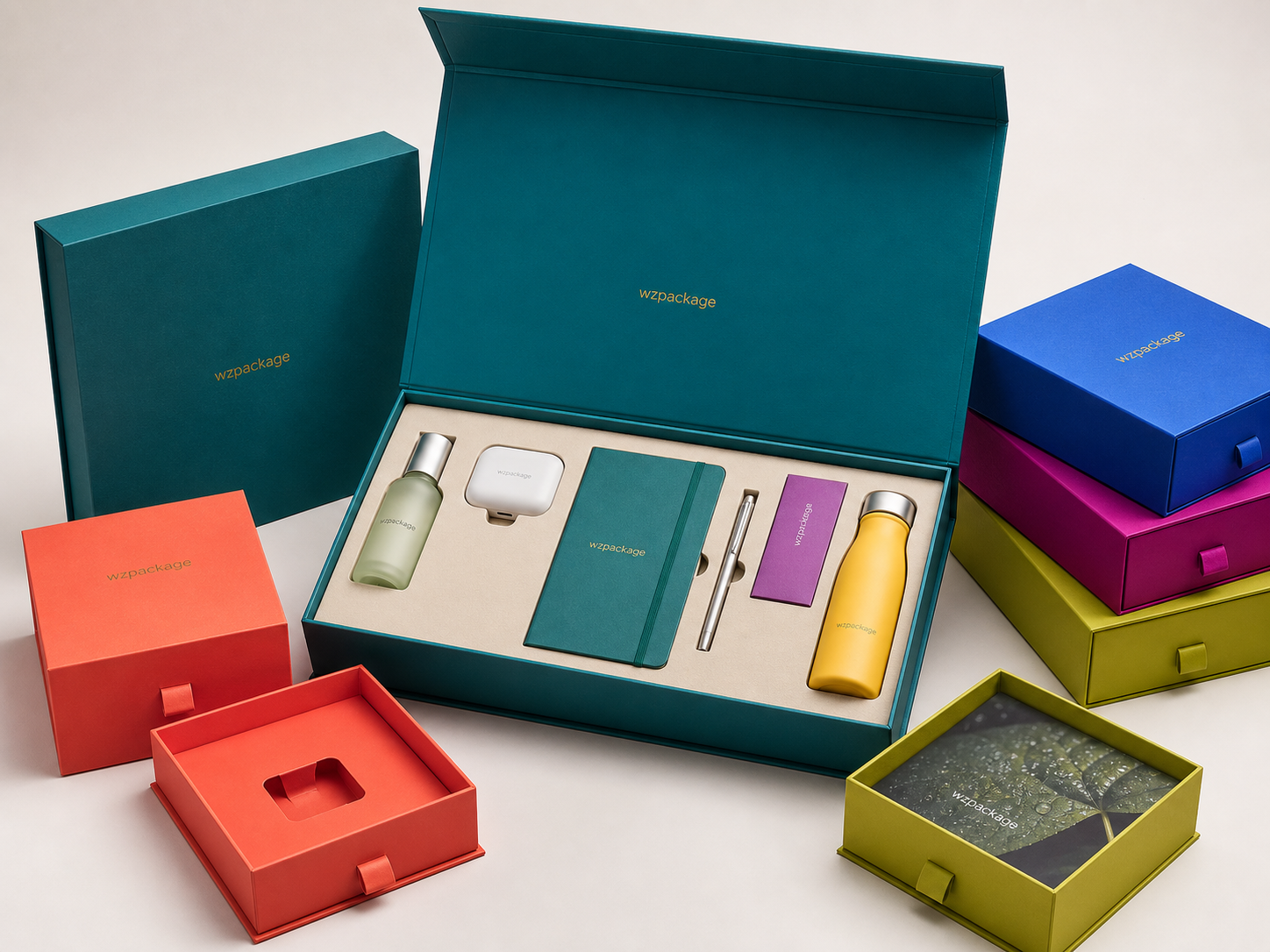 Book style paper box for corporate gift and product launch kit