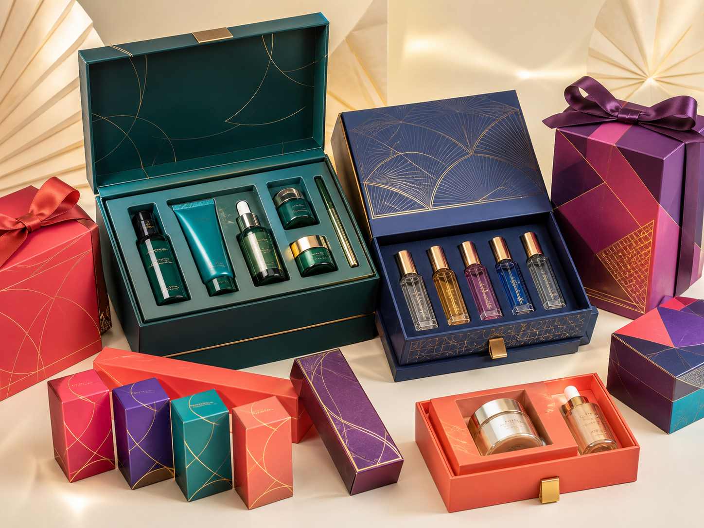 Limited edition cosmetic gift boxes and beauty discovery set packaging