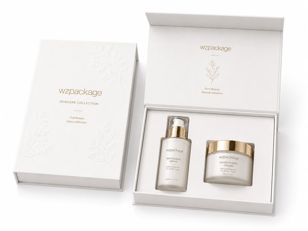 Book shape paper boxes for skincare gift sets and premium packaging