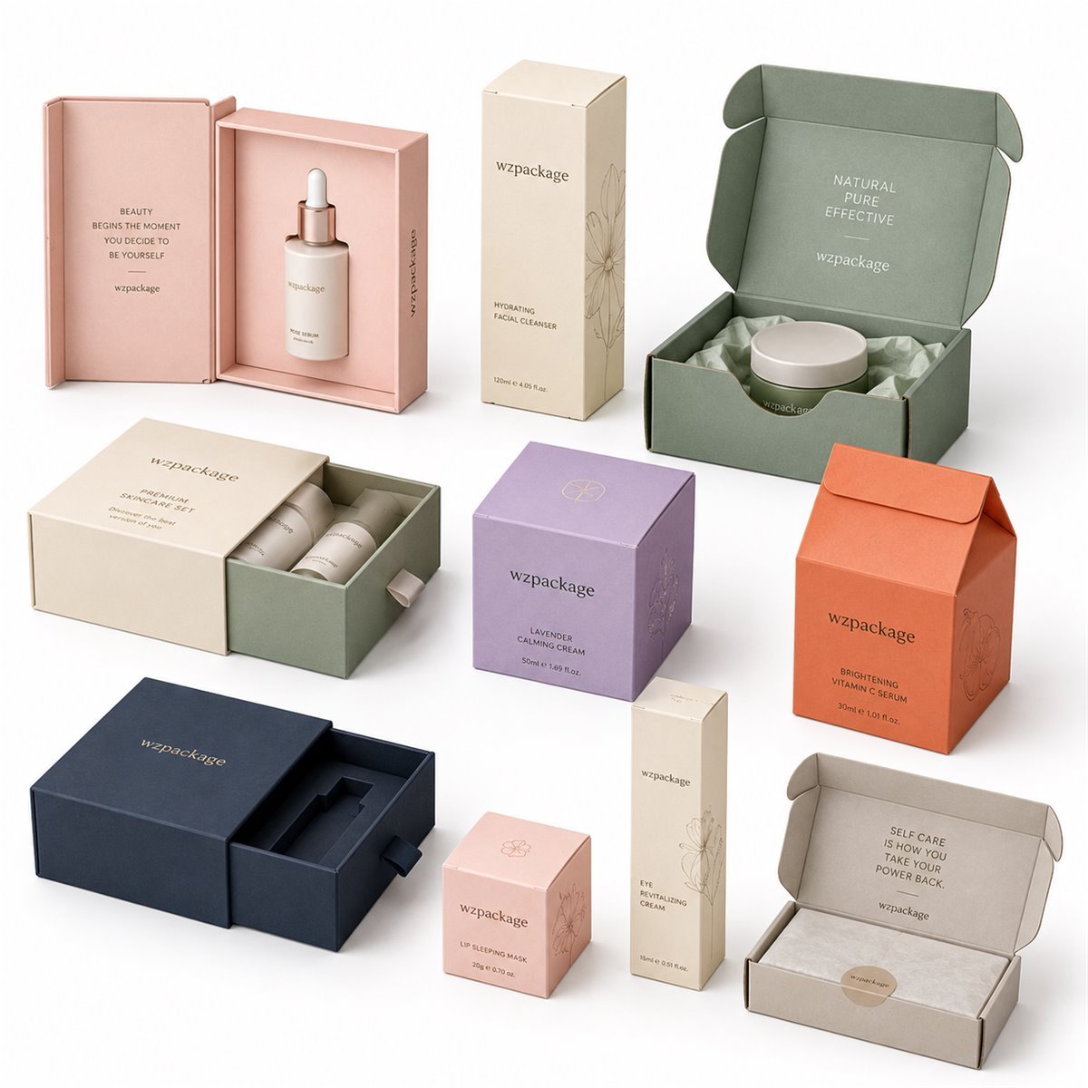 Custom paper box product range for beauty, gift, retail and ecommerce packaging